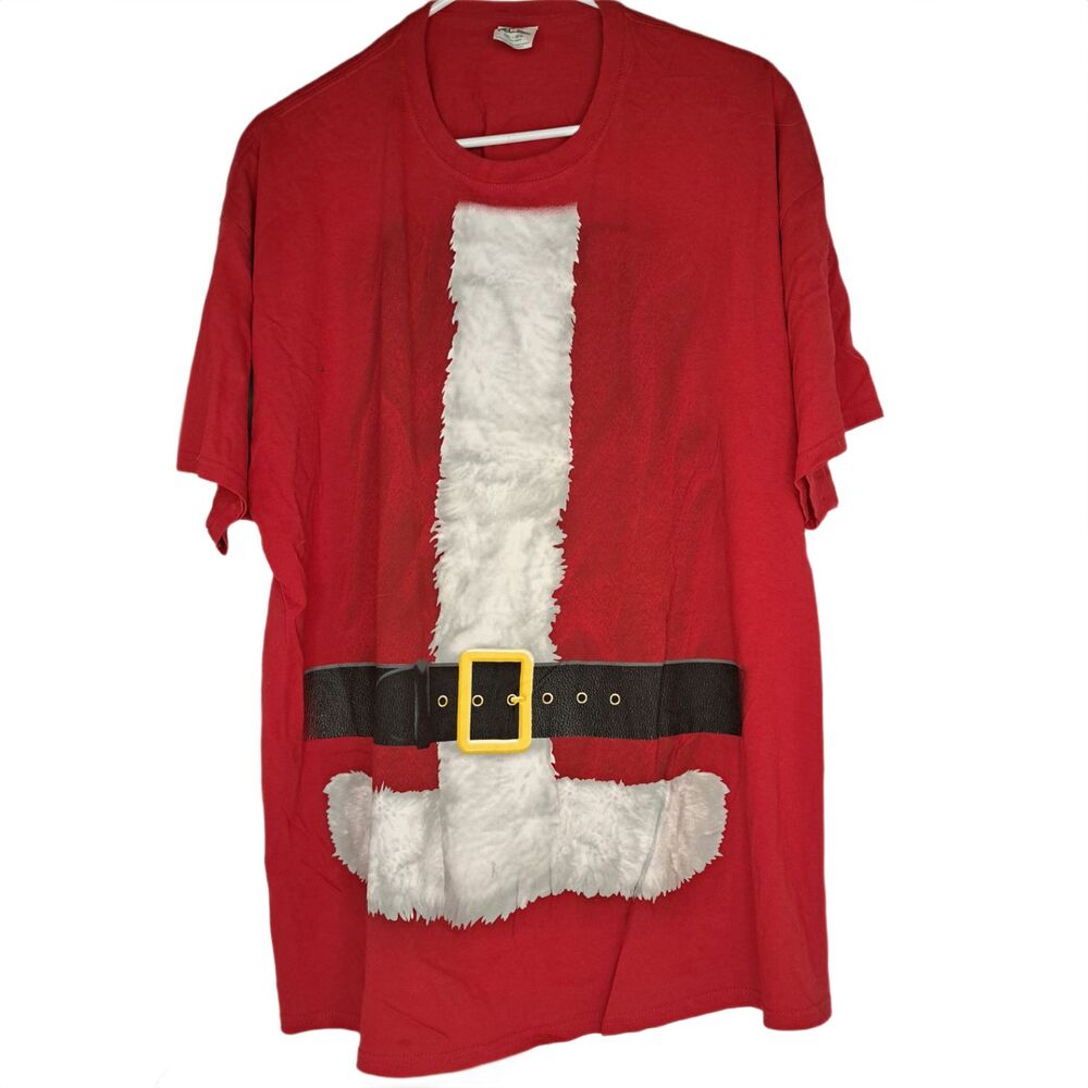 DEC. 25th Men's 2XL Santa Suit Costume Graphic T-Shirt Christmas Holiday Red